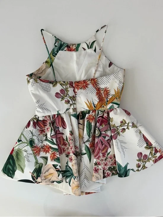 Cameo The Label Dahlia Floral Peplum Top Tropical Print Spaghetti Strap NWT S - Picture 5 of 7